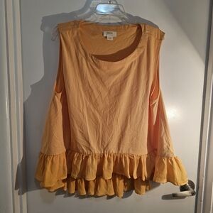 Maeve Peach Ruffle Hem Blouse